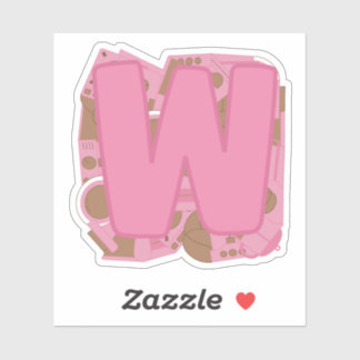 Coffee Theme Letter W Custom-Cut Vinyl Sticker