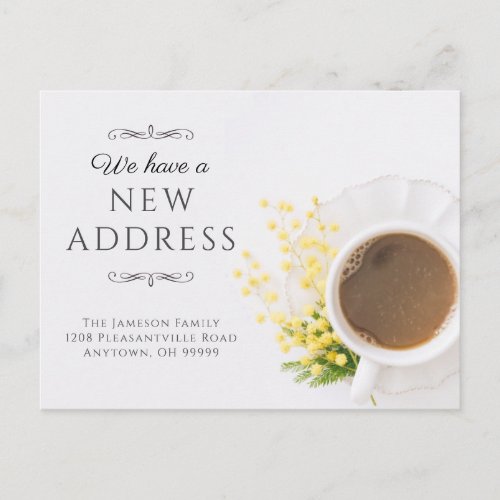 Coffee Theme New Address Notification Postcard