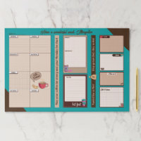 Coffee Theme Personalized Weekly Planner Large Paper Pad