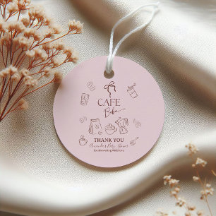 Coffee Theme Pink Bow Cafe Bebe Girl Baby Shower Favor Tags