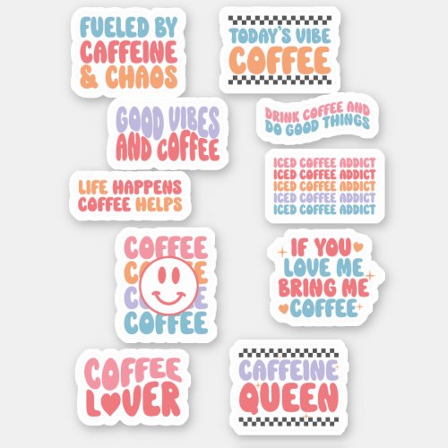 Coffee Theme Quotes Retro Aesthetic Sticker