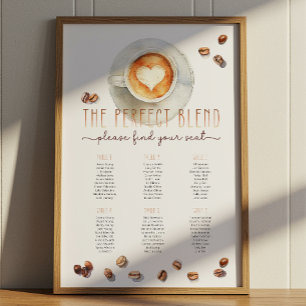 Coffee Theme Seating Chart   Bridal or Baby Shower