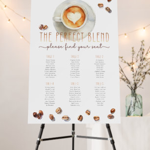 Coffee Theme Seating Chart   Bridal or Baby Shower Foam Board