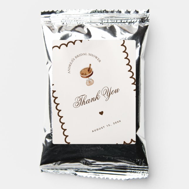 Coffee Theme Wavy Frame Bridal Shower Thank You Drink Mix (Front)