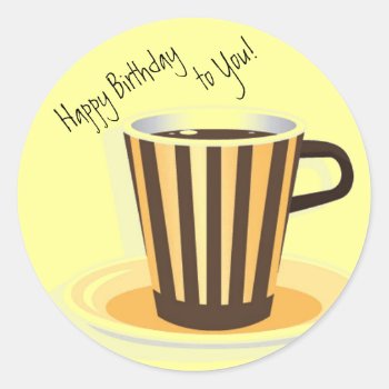 Coffee-themed Birthday Envelope Seals by Siberianmom at Zazzle