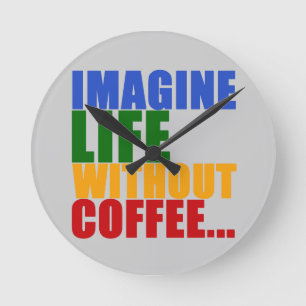 coffee themed color typography round clock