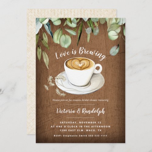 Coffee Themed Couples Bridal Shower Invitation