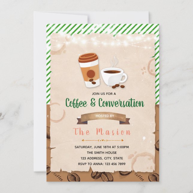 Coffee themed party invitation (Front)