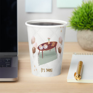 Coffee Themed Twin Baby Shower Paper Cups