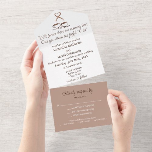 Coffee themed wedding invitation design