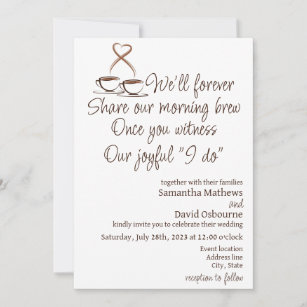 Coffee themed wedding invitation design