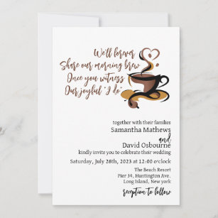Coffee themed wedding invitation design