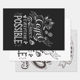 Coffee Themed Wrapping Paper Sheets