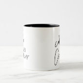 COFFEE THEN CONQUER modern chic handlettered black Two-Tone Coffee Mug (Center)