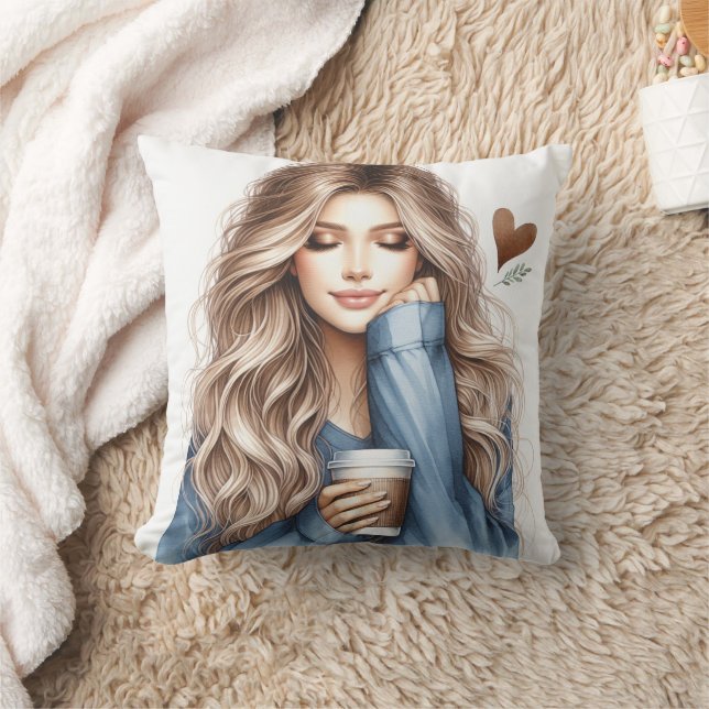 Coffee Throw Pillow (Blanket)