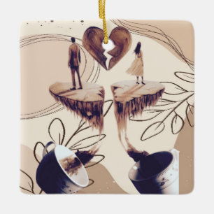 Coffee time,all we need is coffee,coffee leaves ceramic ornament