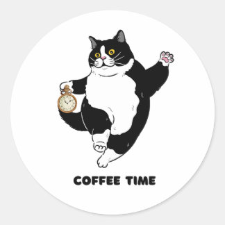 Coffee Time Black Cat for Introverts | Stickers