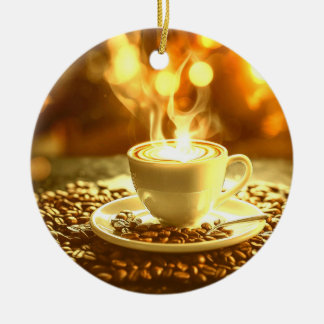 Coffee time ceramic ornament
