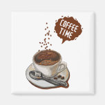 Coffee time Classic art for coffee lover Brown Magnet