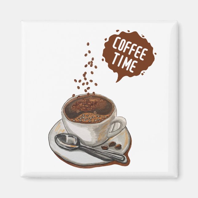 Coffee time Classic art for coffee lover Brown Magnet (Front)