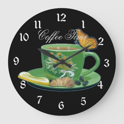 Coffee Time Cup  Saucer Large Clock