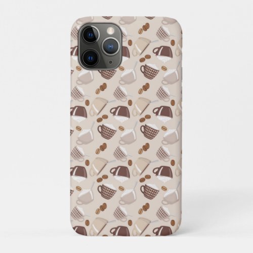 Coffee Time Cups Brown Grains Caffeine Lover Drink iPhone 11 Pro Case