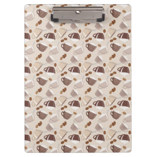Coffee Time Cups Brown Grains Caffeine Lover Drink Clipboard
