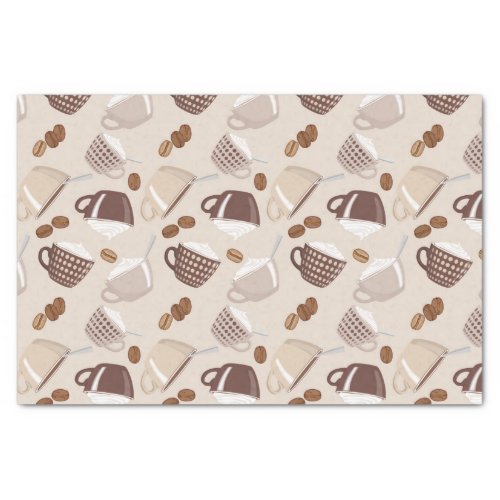 Coffee Time Cups Brown Grains Caffeine Lover Drink Tissue Paper