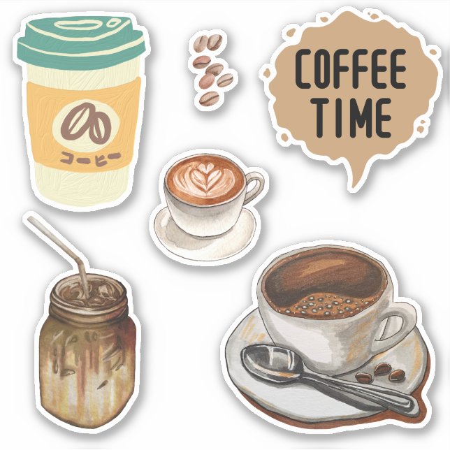Coffee time Cute brown image Sticker (Front)