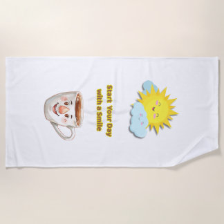 Coffee Time – Cute Smiling Cup Beach Towel