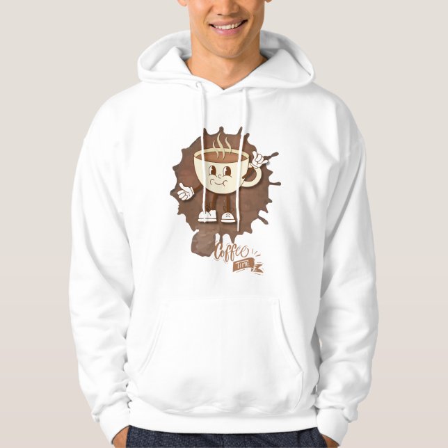 **Coffee Time – Cute Smiling Cup Steam  Hoodie (Front)