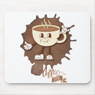 **Coffee Time – Cute Smiling Cup Steam  Mouse Pad