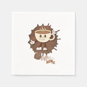 Coffee Time – Cute Smiling Cup with Heart Steam & Napkins