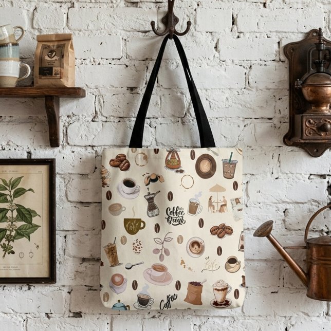 Coffee time espresso latte cappuccino cafe tote bag (Creator Uploaded)