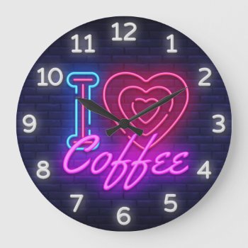 Coffee Time Faux Neon Wall Clock by NiceTiming at Zazzle