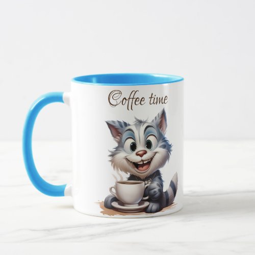 Coffee Time Funny Cat Cartoon Mug