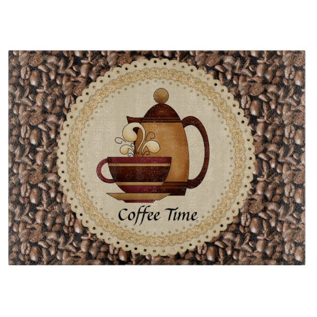 Coffee Time glass cutting board (Front)
