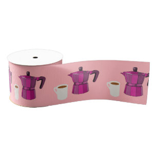 Coffee Time Grosgrain Ribbon
