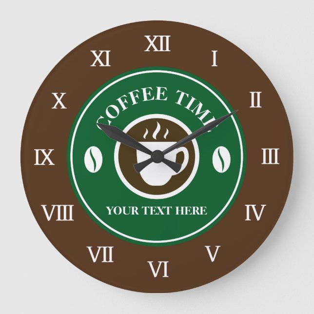 Coffee time large wall clock for kitchen cafe shop (Front)