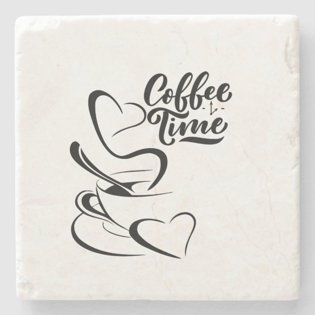 Coffee time love stone coaster (Front)