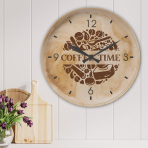 Coffee Time | Milk Foam | Kitchen Large Clock