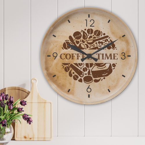 Coffee Time  Milk Foam  Kitchen Large Clock