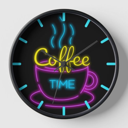 Coffee Time Neon Clock