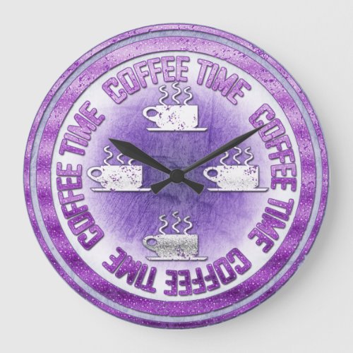 Coffee Time Purple Large Clock
