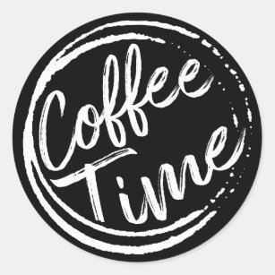 coffee time-quotes about coffee classic round sticker