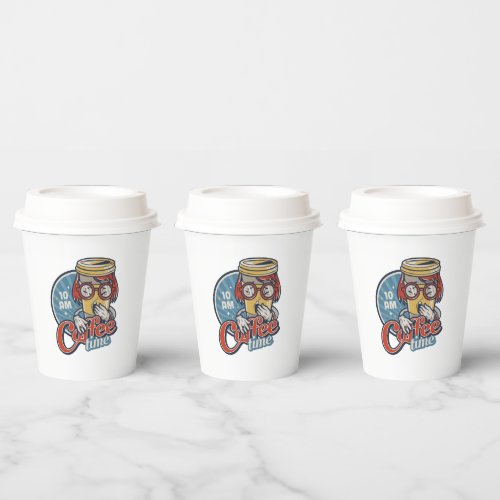 Coffee Time Retro Coffee Lover Vintage Caffeine Paper Cups
