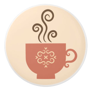 Coffee Time Retro Design Ceramic Knob