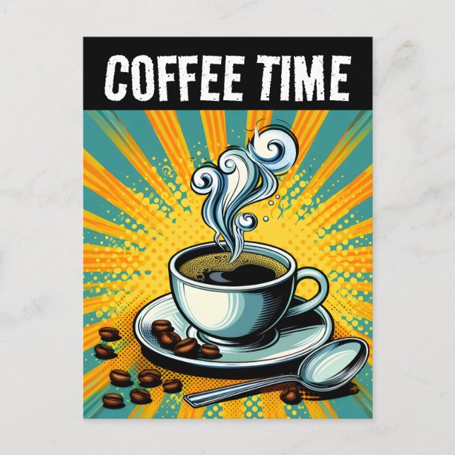 COFFEE TIME RETRO POSTCARD (Front)