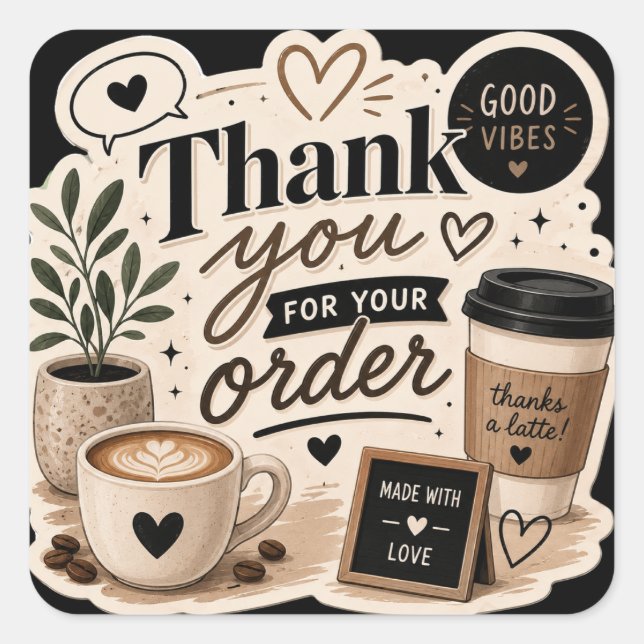 Coffee Time Square Sticker (Front)