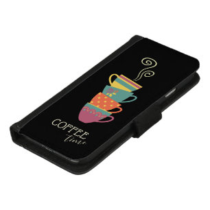 Coffee time stacked hut cups winter iPhone 8/7 wallet case
